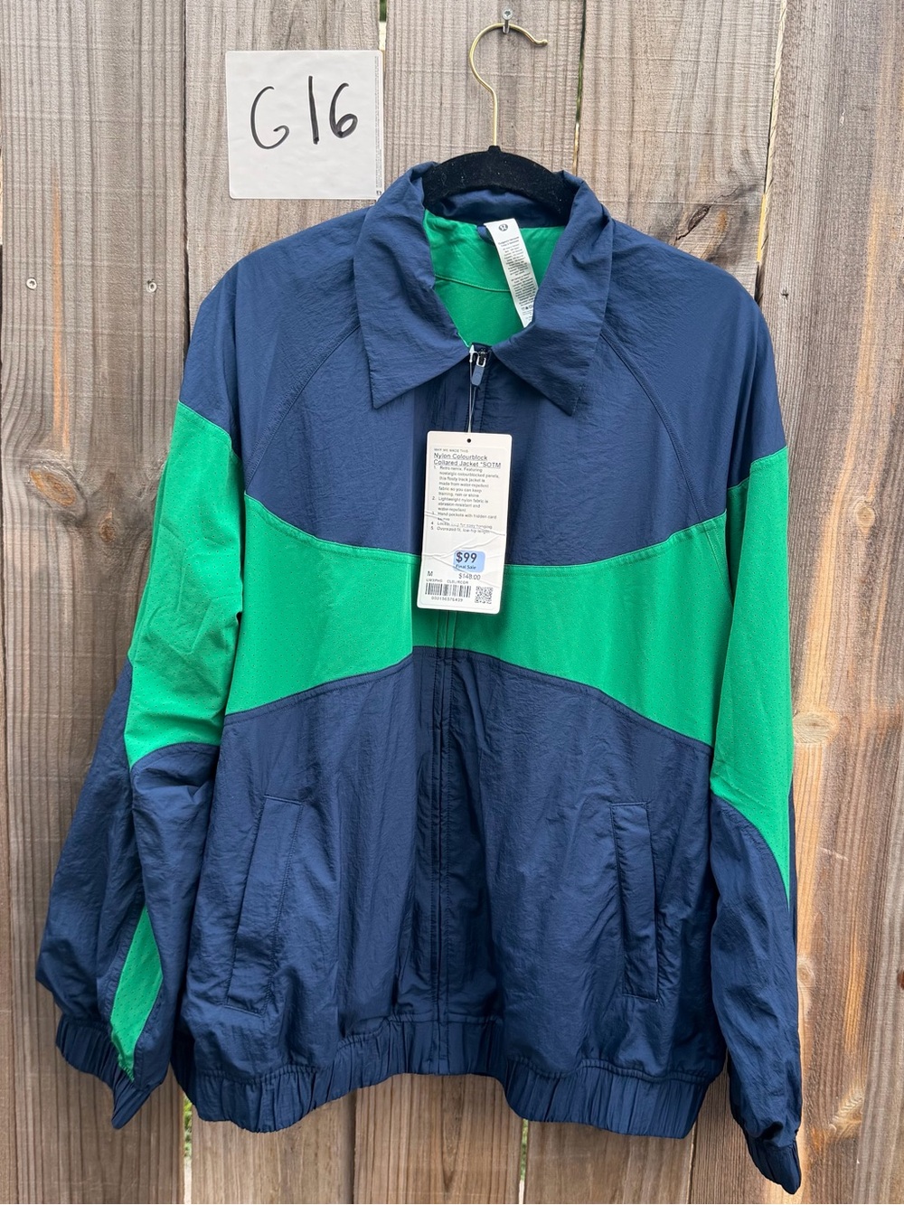 Lululemon Nylon Collared Jacket *Retro Remix Set Club Blue / Raceway Green Med